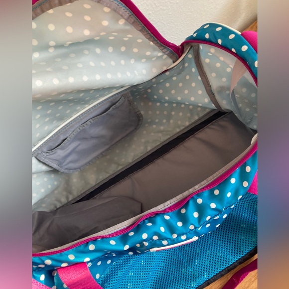 UA Under Armour Blue/White Polka Dots Logo Duffle Bag With Flaws See Pics - Picture 4 of 8